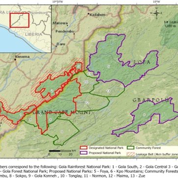 Forêts communautaires et zones protégées dans le paysage de Gola en Sierra Leone et au Liberia